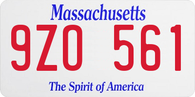 MA license plate 9ZO561