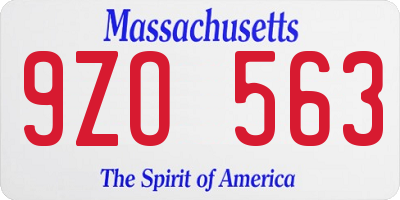 MA license plate 9ZO563