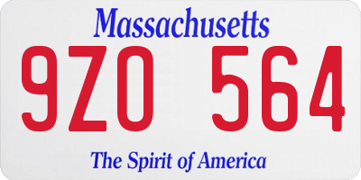 MA license plate 9ZO564