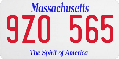 MA license plate 9ZO565