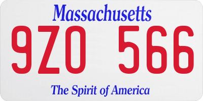 MA license plate 9ZO566