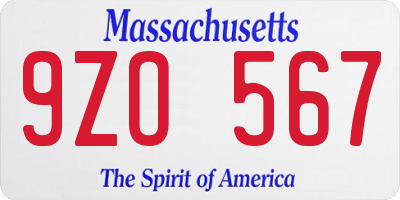 MA license plate 9ZO567