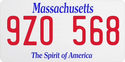 MA license plate 9ZO568