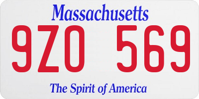 MA license plate 9ZO569