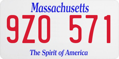 MA license plate 9ZO571