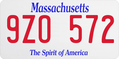 MA license plate 9ZO572