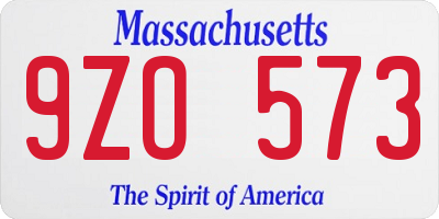 MA license plate 9ZO573