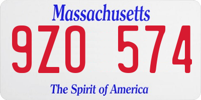 MA license plate 9ZO574