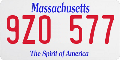 MA license plate 9ZO577