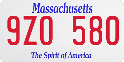 MA license plate 9ZO580