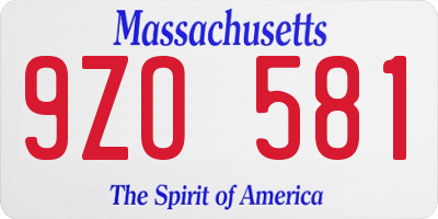 MA license plate 9ZO581