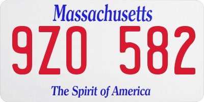 MA license plate 9ZO582