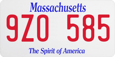 MA license plate 9ZO585