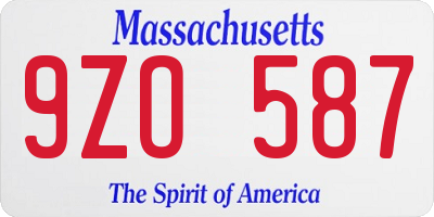 MA license plate 9ZO587