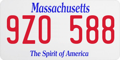 MA license plate 9ZO588