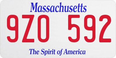 MA license plate 9ZO592