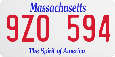 MA license plate 9ZO594