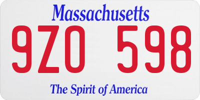 MA license plate 9ZO598