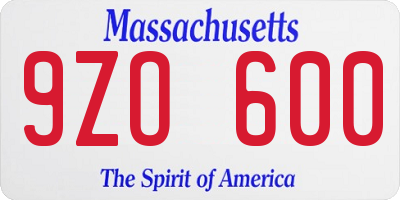 MA license plate 9ZO600