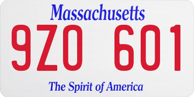 MA license plate 9ZO601