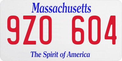 MA license plate 9ZO604