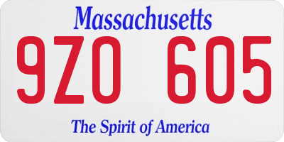 MA license plate 9ZO605