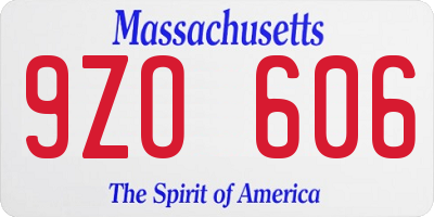 MA license plate 9ZO606
