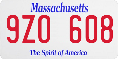 MA license plate 9ZO608