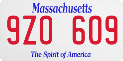MA license plate 9ZO609
