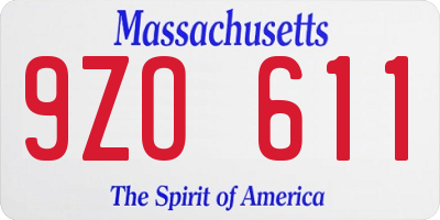 MA license plate 9ZO611