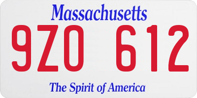 MA license plate 9ZO612