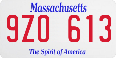 MA license plate 9ZO613