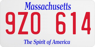 MA license plate 9ZO614
