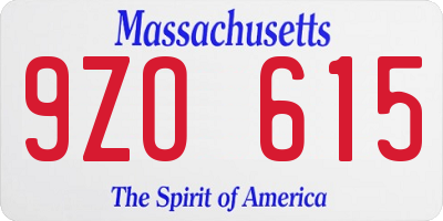 MA license plate 9ZO615