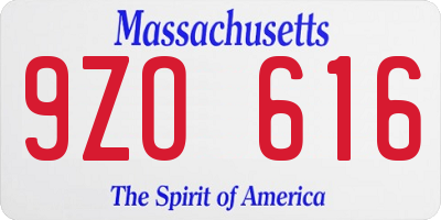MA license plate 9ZO616