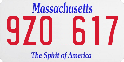 MA license plate 9ZO617