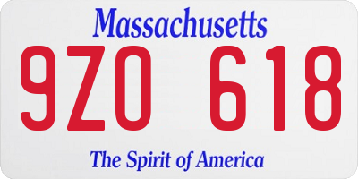 MA license plate 9ZO618