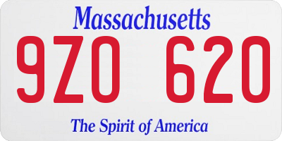 MA license plate 9ZO620