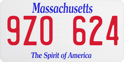MA license plate 9ZO624