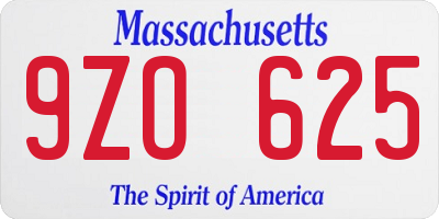 MA license plate 9ZO625