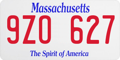 MA license plate 9ZO627