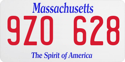 MA license plate 9ZO628