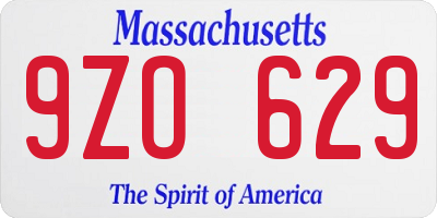 MA license plate 9ZO629