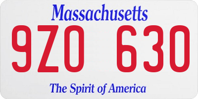 MA license plate 9ZO630