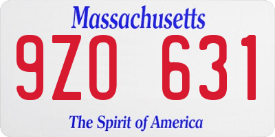 MA license plate 9ZO631