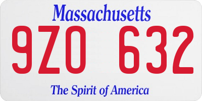 MA license plate 9ZO632