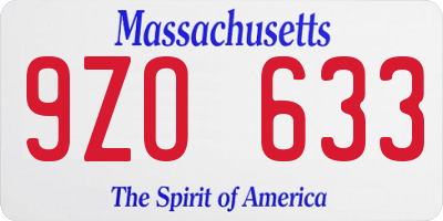 MA license plate 9ZO633