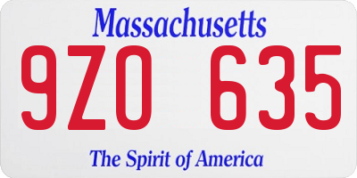 MA license plate 9ZO635