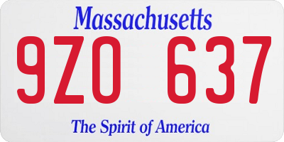 MA license plate 9ZO637