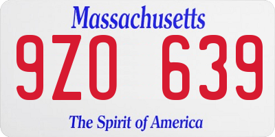 MA license plate 9ZO639